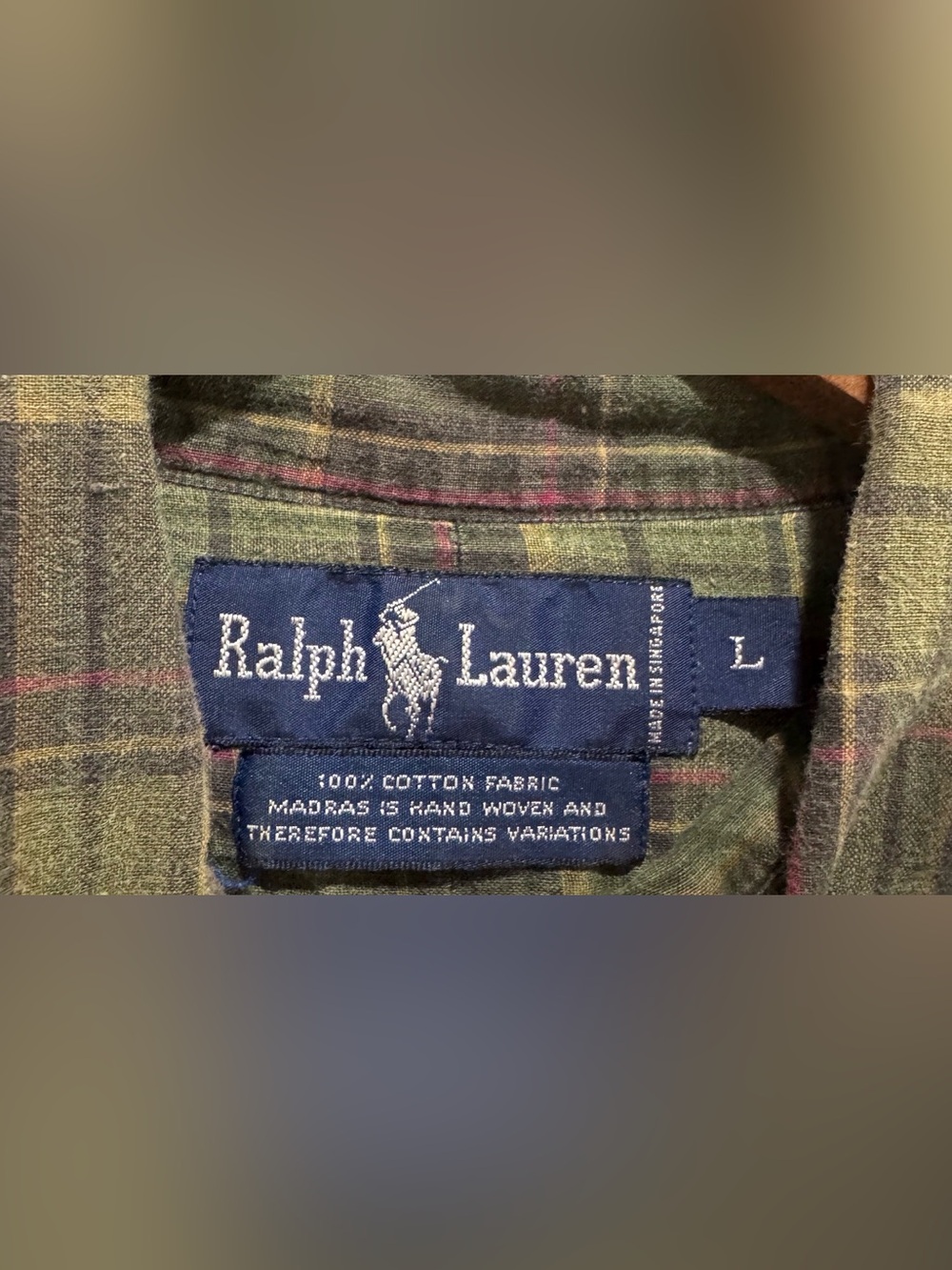 Vintage Ralph Lauren Handwoven Madras Plaid Button Down Shirt L - Picture 4 of 4